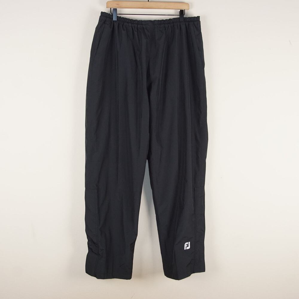 Footjoy DryJoy Black Zip Hook Loop Button Ankle Golf Rain Pants Mens Sz XL